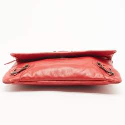 Pre Owned Balenciaga Orange Leather Classic Envelope Clutch