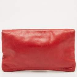 Pre Owned Balenciaga Orange Leather Classic Envelope Clutch