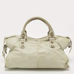 Pre Owned Balenciaga Light Green Leather Giant 21 Silver Hardware Part-Time Tote