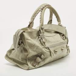 Pre Owned Balenciaga Light Green Leather Giant 21 Silver Hardware Part-Time Tote