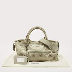 Pre Owned Balenciaga Light Green Leather Giant 21 Silver Hardware Part-Time Tote