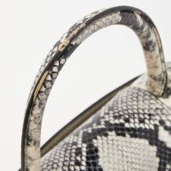 مملوكة مسبقًا حقيبة بالنسياغا هاور غلاء جلد نقشة الثعبان رصاصي/أسود بيد علوية