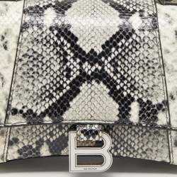 مملوكة مسبقًا حقيبة بالنسياغا هاور غلاء جلد نقشة الثعبان رصاصي/أسود بيد علوية