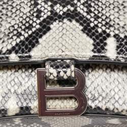 مملوكة مسبقًا حقيبة بالنسياغا هاور غلاء جلد نقشة الثعبان رصاصي/أسود بيد علوية