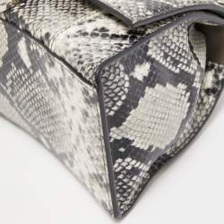 مملوكة مسبقًا حقيبة بالنسياغا هاور غلاء جلد نقشة الثعبان رصاصي/أسود بيد علوية