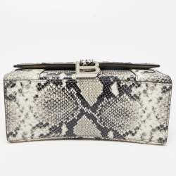 مملوكة مسبقًا حقيبة بالنسياغا هاور غلاء جلد نقشة الثعبان رصاصي/أسود بيد علوية