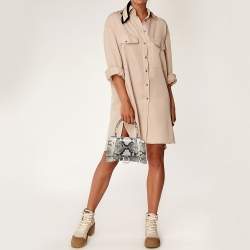 مملوكة مسبقًا حقيبة بالنسياغا هاور غلاء جلد نقشة الثعبان رصاصي/أسود بيد علوية