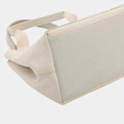 Pre Owned Balenciaga Navy Cabas Canvas & leather Tote bag White 339933