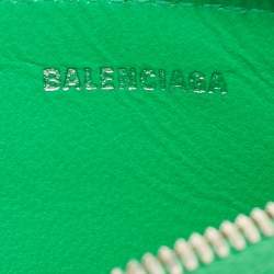 Pre Owned Balenciaga Green Leather Le Cagole Zip Card Holder