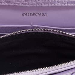 Pre Owned Balenciaga Lilac Croc Embossed Leather Hourglass Wallet on Chain