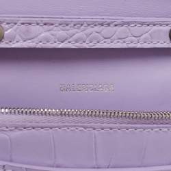 Pre Owned Balenciaga Lilac Croc Embossed Leather Hourglass Wallet on Chain