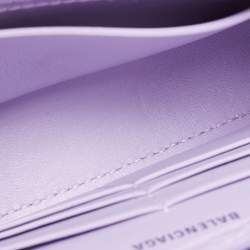 Pre Owned Balenciaga Lilac Croc Embossed Leather Hourglass Wallet on Chain