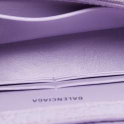 Pre Owned Balenciaga Lilac Croc Embossed Leather Hourglass Wallet on Chain