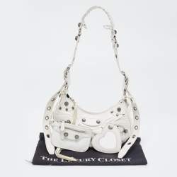 Pre Owned حقيبة كتف بالنسياغا اكس أس لو كاغولي جلد فضي بسلسلة