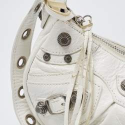 Pre Owned حقيبة كتف بالنسياغا اكس أس لو كاغولي جلد فضي بسلسلة