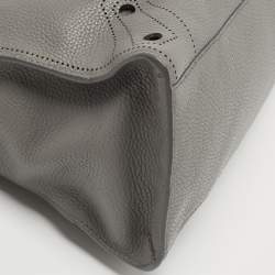 Pre Owned Balenciaga Grey Leather Black Out City Bag