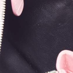 Pre Owned Balenciaga Pink Croc Embossed Leather Logo Zip Card Holder