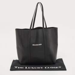 Pre Owned Balenciaga Black Leather Everyday Shopper Tote