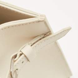 Pre Owned Balenciaga Off White Leather Padlock Nude Marble Tote
