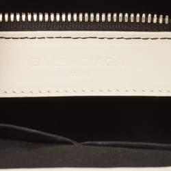 Pre Owned Balenciaga Off White Leather Padlock Nude Marble Tote