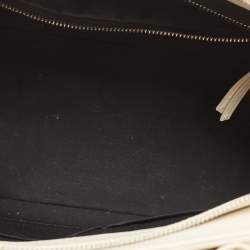 Pre Owned Balenciaga Off White Leather Padlock Nude Marble Tote