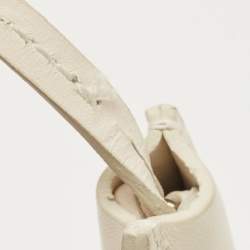 Pre Owned Balenciaga Off White Leather Padlock Nude Marble Tote