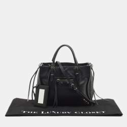 Pre Owned Balenciaga Black Leather Mini Papier A4 Tote