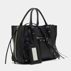 Pre Owned Balenciaga Black Leather Mini Papier A4 Tote