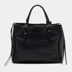 Pre Owned Balenciaga Black Leather Mini Papier A4 Tote