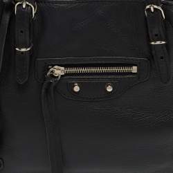 Pre Owned Balenciaga Black Leather Mini Papier A4 Tote
