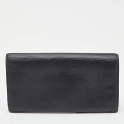 Pre Owned Balenciaga Black Leather City Flap Continental Wallet