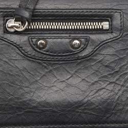 Pre Owned Balenciaga Black Leather City Flap Continental Wallet