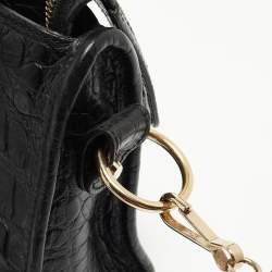 مملوكة مسبقًا Balenciaga Black Croc Embossed Leather Mini GH Classic City Bag