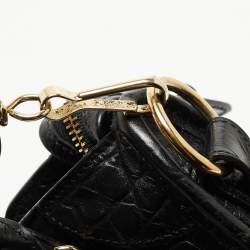 مملوكة مسبقًا Balenciaga Black Croc Embossed Leather Mini GH Classic City Bag