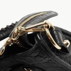 مملوكة مسبقًا Balenciaga Black Croc Embossed Leather Mini GH Classic City Bag