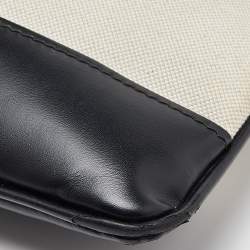 Pre Owned Balenciaga Black/Cream Canvas and Leather Logo Zip Pouch