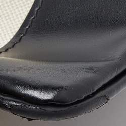 Pre Owned Balenciaga Black/Cream Canvas and Leather Logo Zip Pouch