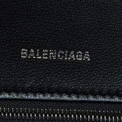 مملوكة مسبقًا Balenciaga Black Croc Embossed Leather Small Hourglass Top Handle Bag