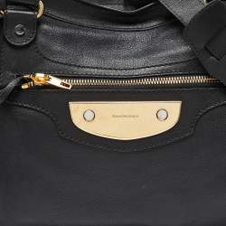 Pre Owned Balenciaga Black Leather Metal Plate Classic City Bag