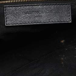 Pre Owned Balenciaga Black Leather Metal Plate Classic City Bag
