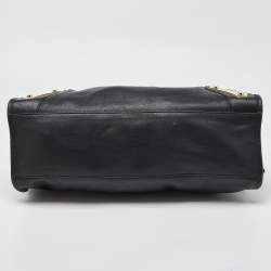 Pre Owned Balenciaga Black Leather Metal Plate Classic City Bag