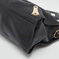 Pre Owned Balenciaga Black Leather Metal Plate Classic City Bag
