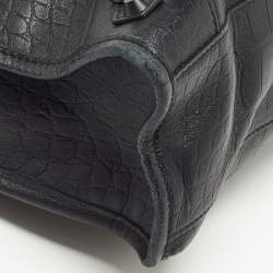 Pre Owned حقيبة بالنسياغا ميتاليك إيدج سيتي جلد نقشة التمساح أسود صغيرة