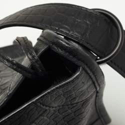 Pre Owned حقيبة بالنسياغا ميتاليك إيدج سيتي جلد نقشة التمساح أسود صغيرة