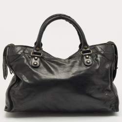 Pre Owned Balenciaga Black Leather RH Classic City Bag