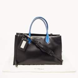 Pre Owned Balenciaga Blue/Black Leather and Lizard Handle Padlock Tote