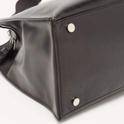 Pre Owned Balenciaga Blue/Black Leather and Lizard Handle Padlock Tote