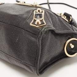 مملوكة مسبقًا Balenciaga Black Leather Mini Classic Metallic Edge City Bag