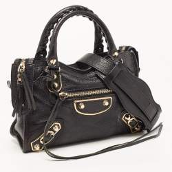 مملوكة مسبقًا Balenciaga Black Leather Mini Classic Metallic Edge City Bag