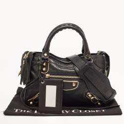 مملوكة مسبقًا Balenciaga Black Leather Mini Classic Metallic Edge City Bag